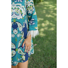 8-28-boutique:TCEC,The Taylor Paisley Print Feather Trim Mini Dress,Dress