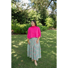 8-28-boutique:Karlie Clothes,Karlie Floral Green Stripe Smoked Waist Maxi Skirt,skirt