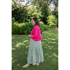 8-28-boutique:Karlie Clothes,Karlie Floral Green Stripe Smoked Waist Maxi Skirt,skirt