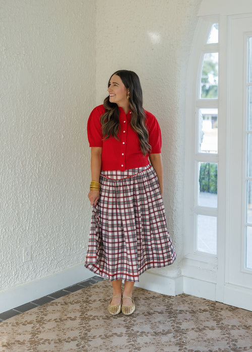 Smith & Quinn Theodora Skirt  in Cranberry Plaid