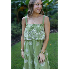8-28-boutique:TCEC,The Ellen Embroidered Eyelet Tiered Maxi Dress in Citrine,Dress
