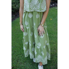8-28-boutique:TCEC,The Ellen Embroidered Eyelet Tiered Maxi Dress in Citrine,Dress