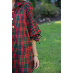 8-28-boutique:Entro,Entro Red Tartan Puff Sleeve Mini Dress,Dress
