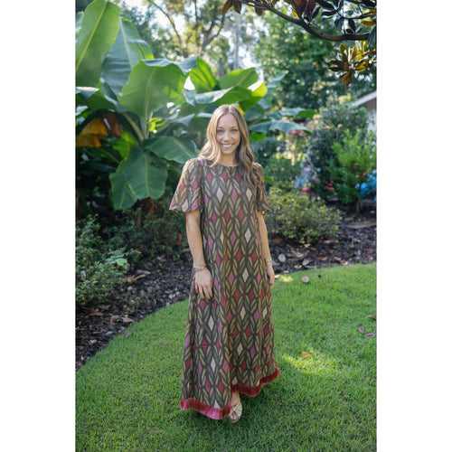 8-28-boutique:TCEC,The Hayley Geo Print Maxi Fringe Maxi Dress,Dress