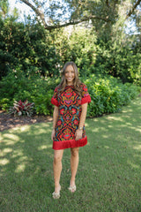 Elizabeth James Tess Mini Dress in Damask