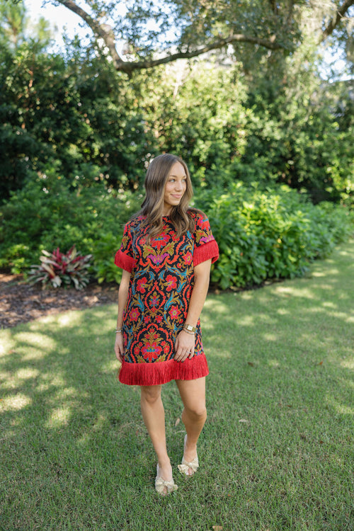Elizabeth James Tess Mini Dress in Damask