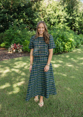 8-28-boutique:Entro,Entro Green Tartan Skirt Set,set