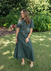 8-28-boutique:Entro,Entro Green Tartan Skirt Set,set