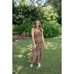 8-28-boutique:Karlie Clothes,Karlie Bandana Print Maxi Dress in Brown,Dress
