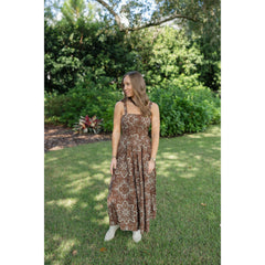 8-28-boutique:Karlie Clothes,Karlie Bandana Print Maxi Dress in Brown,Dress