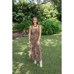 8-28-boutique:Karlie Clothes,Karlie Bandana Print Maxi Dress in Brown,Dress