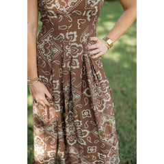 8-28-boutique:Karlie Clothes,Karlie Bandana Print Maxi Dress in Brown,Dress