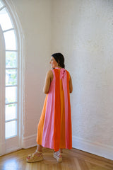 THML Pink and Orange Stripe Midi Dress