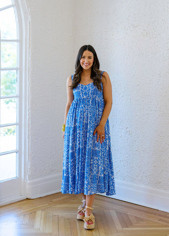 Entro Blue and White Stripe Midi Dress 8.28 Boutique Entro Blue and White Stripe Midi Dress 8.28 Boutique