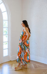 Jade Melody Tam Retro Stained Glass Stitched Neck Maxi Dress