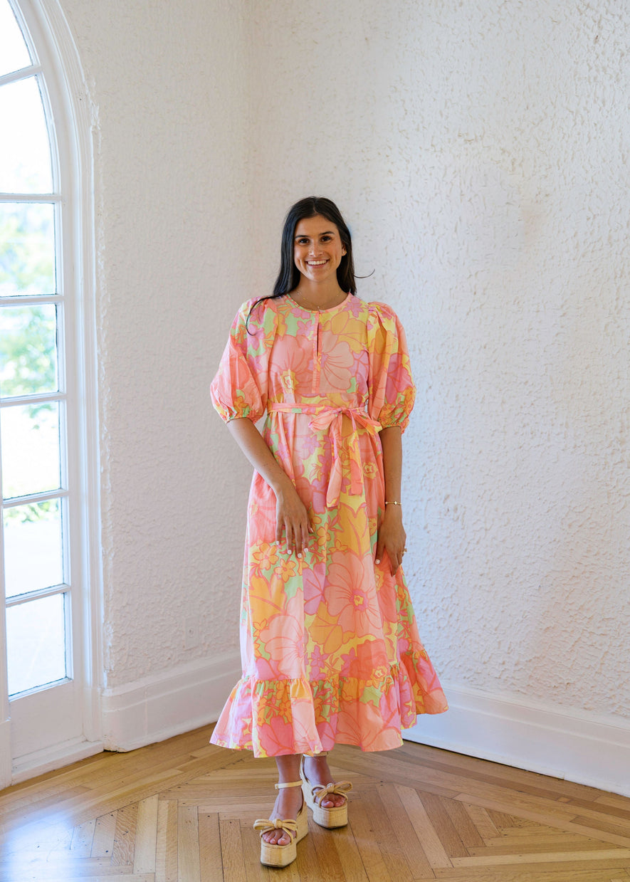 Karlie Floral Pastel Maxi Dress, L / Pink Karlie Floral Pastel Maxi Dress, L / Pink