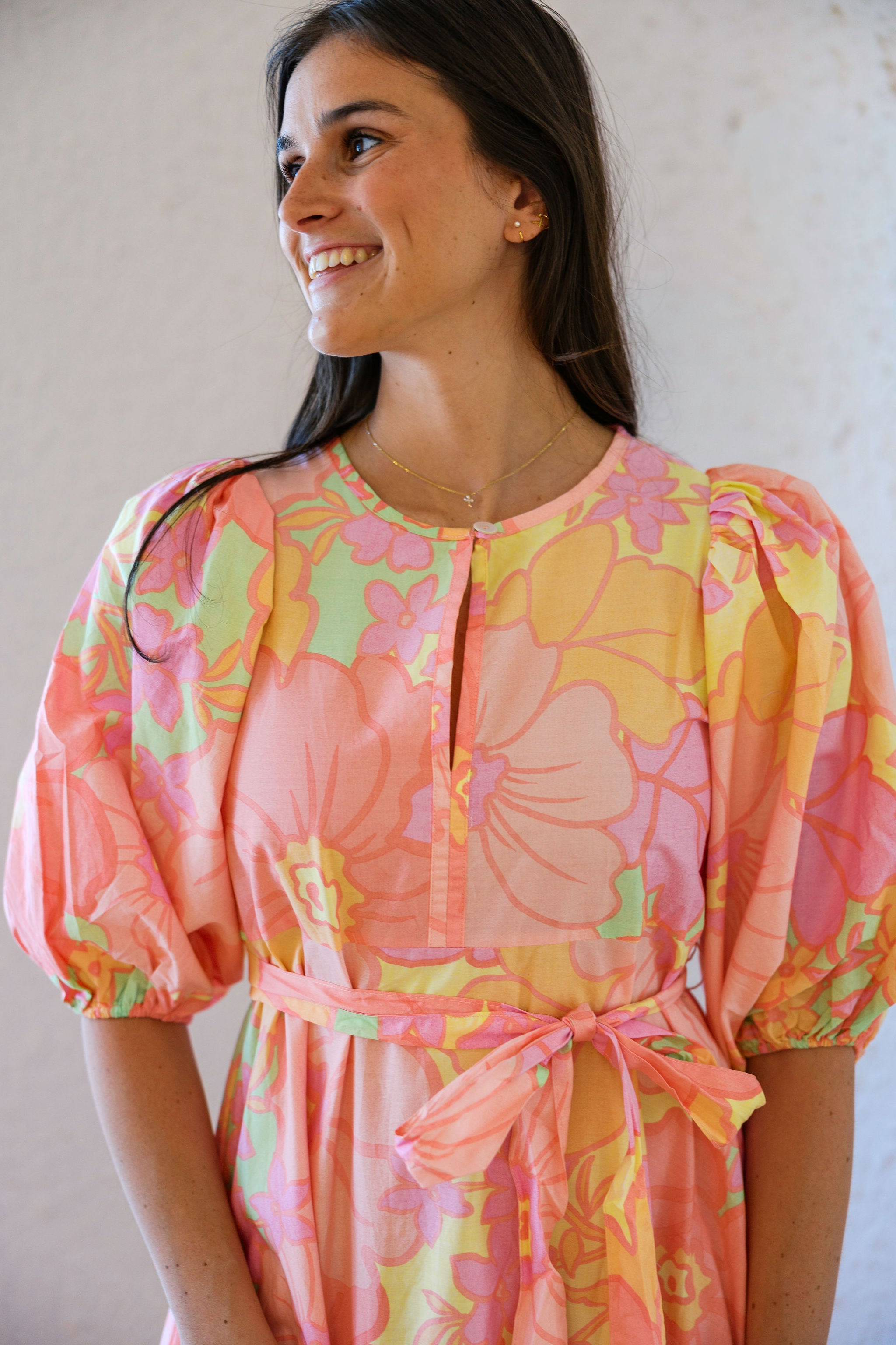 Karlie Floral Pastel Maxi Dress, L / Pink