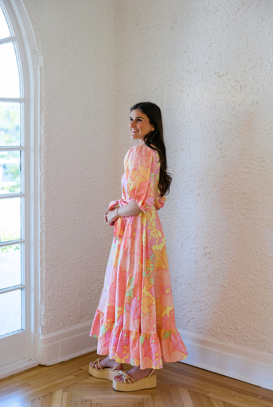 Karlie Floral Pastel Maxi Dress, L / Pink Karlie Floral Pastel Maxi Dress, L / Pink