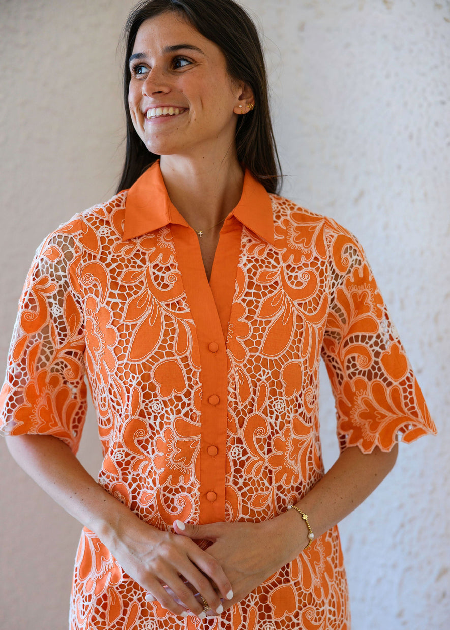 orange pattern mini dress Naya Orange Floral Print Mini Dress - US 12