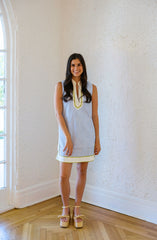 THML Blue Stripe with Green Border Mini Dress