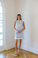 THML Blue Stripe with Green Border Mini Dress