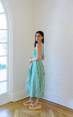 THML Green and White Gingham Dress with Blue Stripe
