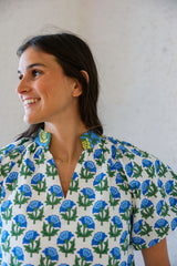 The Meredith Block Print Puff Sleeve Top
