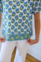 The Meredith Block Print Puff Sleeve Top