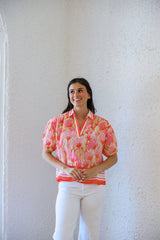 Joy*Joy Striped Blossom Collar Top