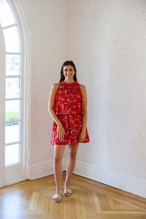 Cleobella Shannon Mini Dress in Fiore Rosso Print