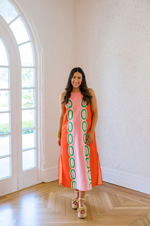 Jade Melody Tam Red Links Column Midi Dress