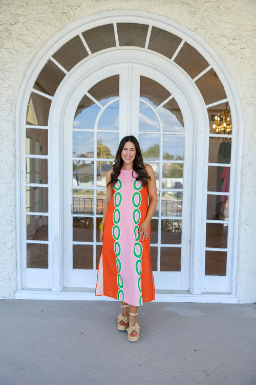 Jade Melody Tam Red Links Column Midi Dress