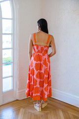 Entro Pink Palm Midi Dress