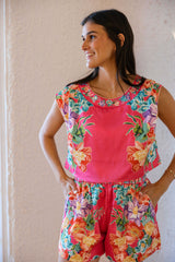 Elizabeth James Charlie Shorts in Tulip Tapestry