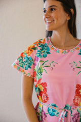 Elizabeth James Tess Midi Dress in Tulip Tapestry in Cotton Candy