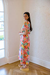 Elizabeth James Tess Midi Dress in Tulip Tapestry in Cotton Candy
