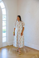 Karlie Vintage Floral Ruffle Neck Shirt Maxi Dress