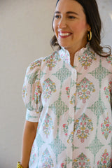 Karlie Vintage Floral Ruffle Neck Shirt Maxi Dress