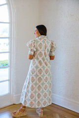 Karlie Vintage Floral Ruffle Neck Shirt Maxi Dress