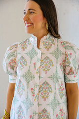 Karlie Vintage Floral Ruffle Neck Shirt Maxi Dress