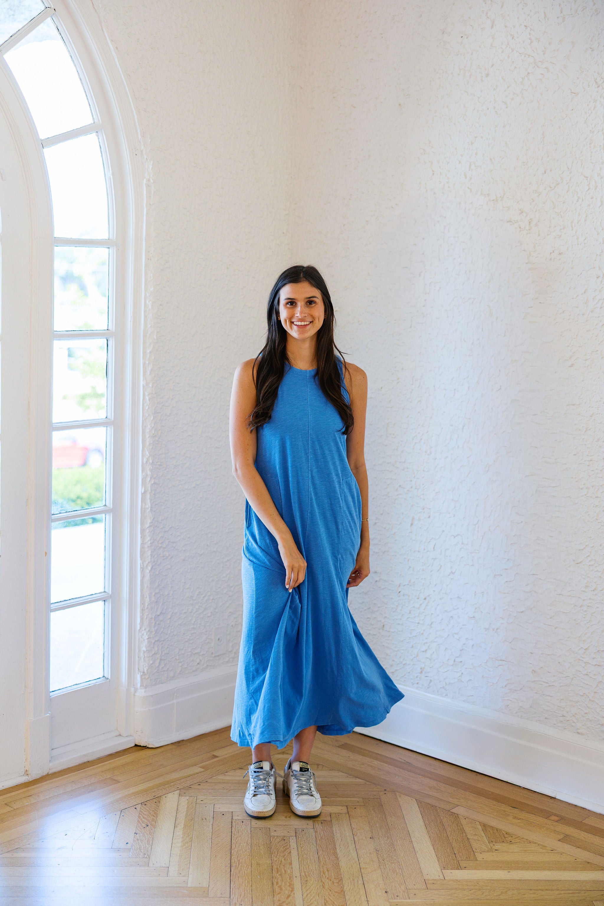 z supply dress Z Supply Women's Waters Edge Midi Dress, Marina, Extra Small