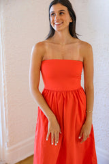Z-Supply Sunsought Strapless Midi Dress in Lychee
