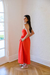 Z-Supply Sunsought Strapless Midi Dress in Lychee