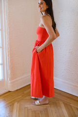 Z-Supply Sunsought Strapless Midi Dress in Lychee