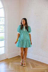 Entro Green and White Stripe Mini Dress