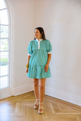 Entro Green and White Stripe Mini Dress