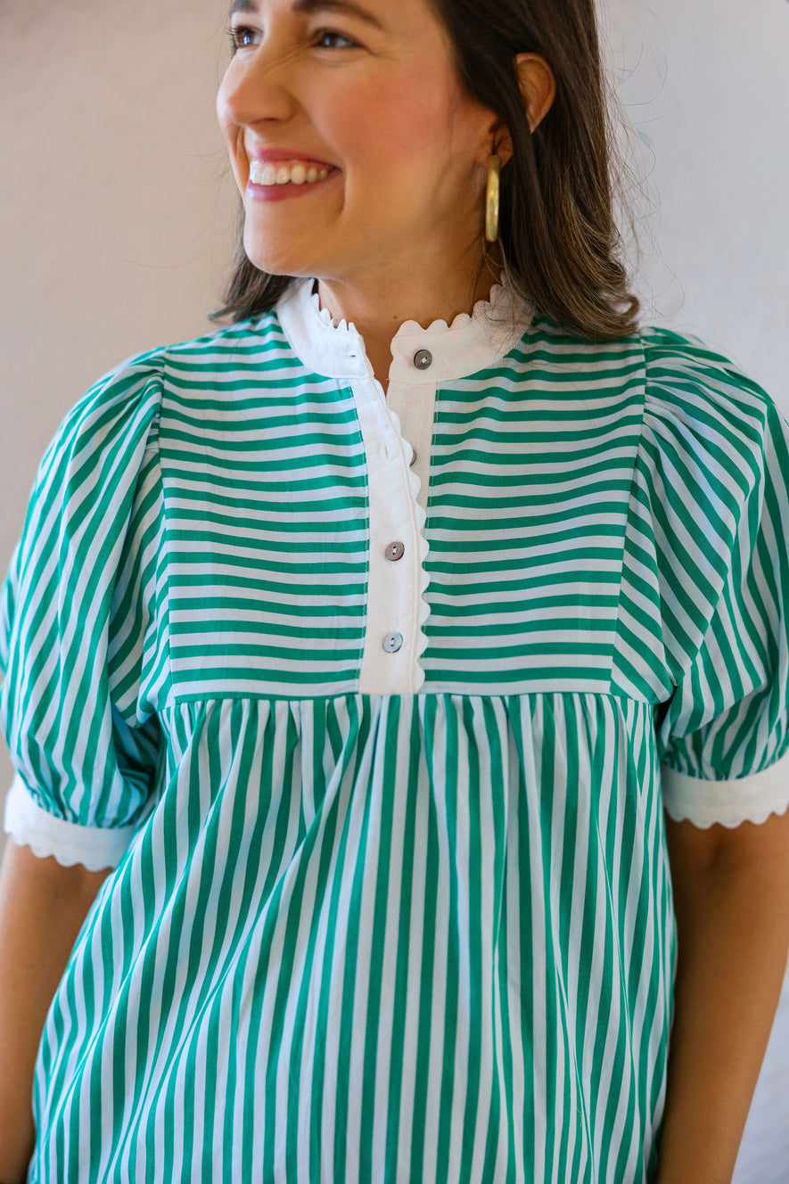 Entro Green and White Stripe Mini Dress 8.28 Boutique Entro Green and White Stripe Mini Dress 8.28 Boutique