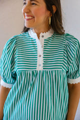 Entro Green and White Stripe Mini Dress