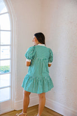 Entro Green and White Stripe Mini Dress