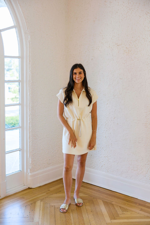 Varley Avaya Half Zip Dress in Pristine